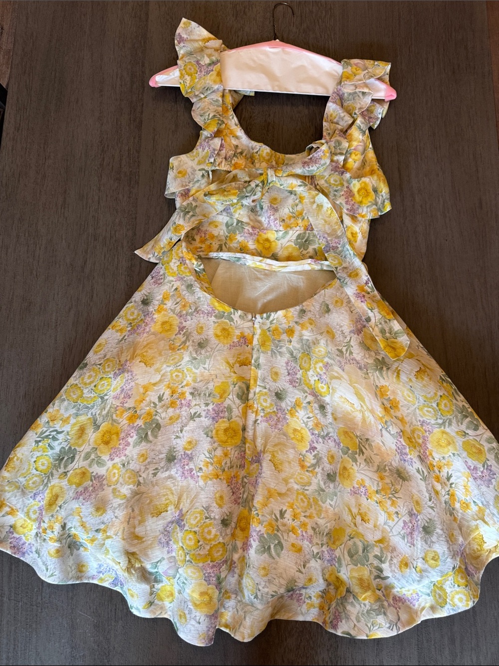 Zimmermann Yellow Floral Ruffle Mini Dress - Picture 2 of 7